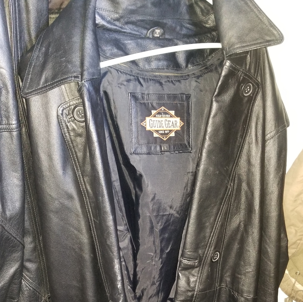 Guide gear leather full length trenchcoat